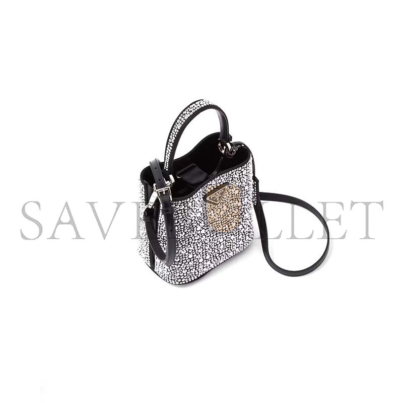 PRADA PANIER SATIN BAG WITH CRYSTALS 1BA373 (16*15*9.5cm) 